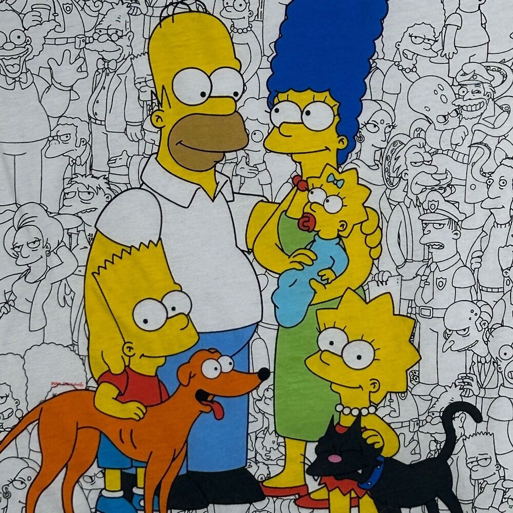 The Simpsons Shirt Womens 0X Family Allover Characters Print White Graphic Tee